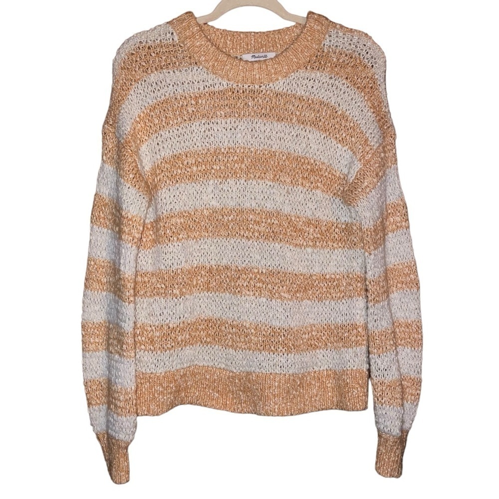 MADEWELL Baez Pullover Sweater in Stripe Marbled Caramel Size Extra Small - Picture 6 of 16